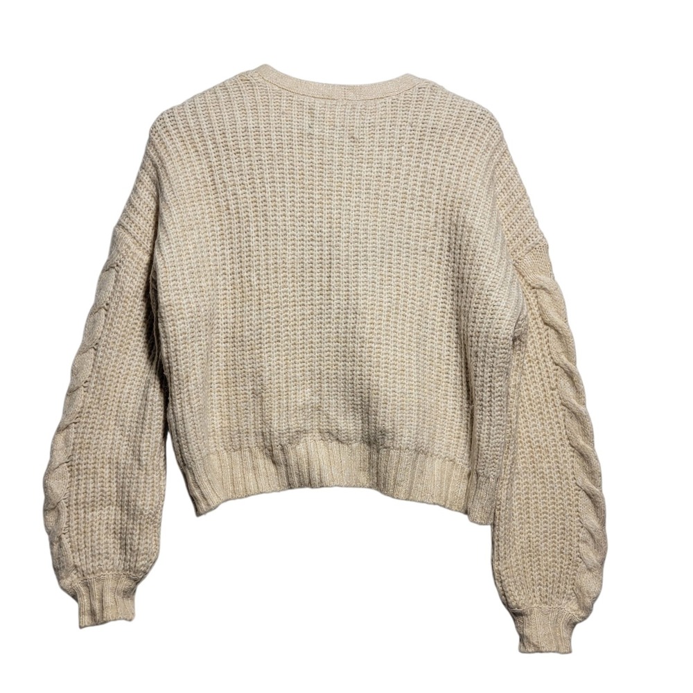 American Eagle Size Large‎ Cropped Cable Knit Button Up Cardigan Sweater Slouchy - Picture 3 of 4
